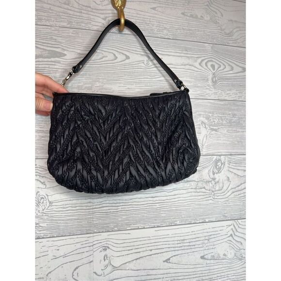 COACH 70th Anniversary Madison Pleated Chevron Pochette In Black - Picture 4 of 7